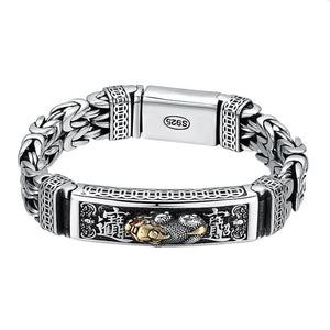 Men's 100% 925 Sterling Silver Link Chain Retro Ethnic Bracelet