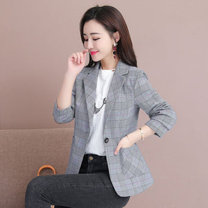 Women's Polyester Full Sleeves Single Button Vintage Blazer