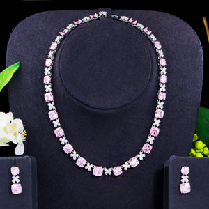 Women's Copper Cubic Zirconia Square Pattern Wedding Jewelry Set