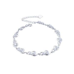 Women's 925 Sterling Silver Plant Shaped Zircon Elegant Bracelet