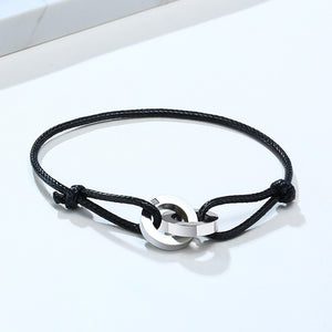 Men's Leather Knot Rope Circle Pattern Adjustable Casual Bracelet