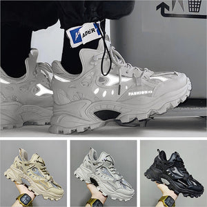 Men's Round Toe Lace Up Closure Breathable Solid Pattern Sneakers