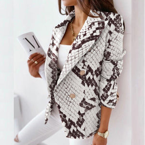 Women's Turn Down Collar Full Sleeves Double Breasted Blazers