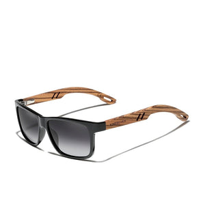 Women's Wooden Frame Polycarbonate UV400 Square Sunglasses