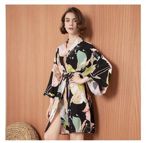Women's Polyester Full Sleeves Nightgown Bathrobe Sleepwear Dress