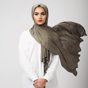 Women's Arabian Cotton Headwear Solid Pattern Casual Hijabs