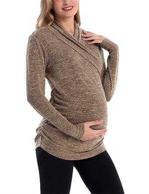 Women's Polyester V-Neck Full Sleeves Breastfeeding Maternity Top
