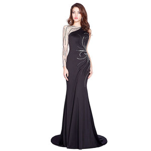 Women's O-Neck Polyester One-Shoulder Mermaid Evening Dress