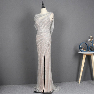 Women's V-Neck Polyester Sleeveless Beading Sparkle Maxi Dress