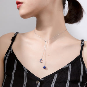 Women's 100% 925 Sterling Silver Crystal Classic Moon Necklaces