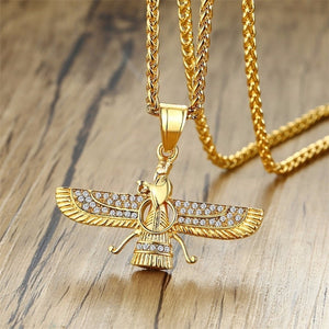 Men's Stainless Steel Metal Link Chain Wings Trendy Necklace