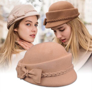 Women's Wool Solid Pattern Elegant Formal Wear Wedding Hat