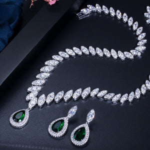 Women's Copper Cubic Zirconia Water Drop Wedding Jewelry Set