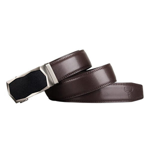 Men's Cowskin Metal Buckle Trendy Waistband Solid Strap Belt
