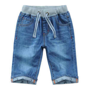 Kid's Boy Cotton Mid Elastic Waist Closure Denim Casual Shorts