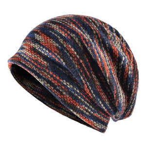 Men's Acrylic Skullies Beanies knitted Winter Wear Striped Cap