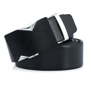 Men's Split Leather Buckle Closure Trendy Solid Pattern Belts