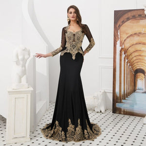 Women's Polyester Full Sleeve Embroidery Pattern Formal Dress