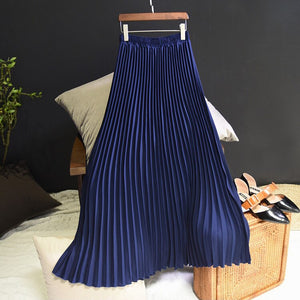 Women's High Waist Polyester Ankle-Length Solid Pattern Skirts