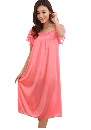 Women's Rayon Round-Neck Nightgowns Sleepwear Lingerie Dress