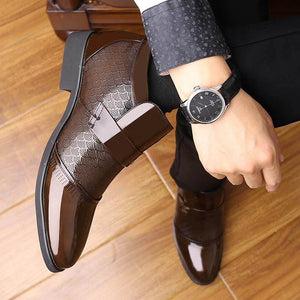 Men's PU Pointed Toe Slip-On Closure Wedding Formal Wear Shoes
