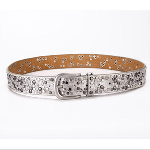 Women's Cowskin Pin Buckle Vintage Dot Rivet Luxury Casual Belt