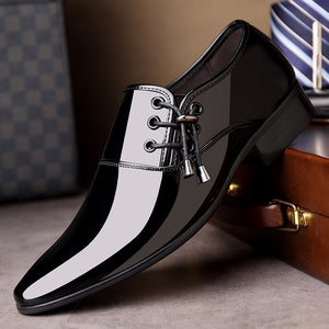 Men's PU Leather Pointed Toe Solid Lace Up Closure Formal Shoes
