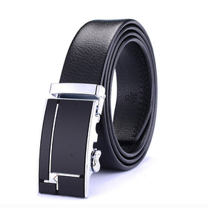 Men's Genuine Leather Solid Pattern Square Buckle Closure Belts