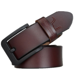 Men's Cowskin Pin Buckle Closure Plain Casual Wear Strap Belts