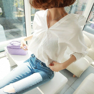 Women's Polyester Turndown Collar Backless Hollow Out Blouse