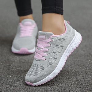 Women's Mesh Round Toe Lace-up Breathable Walking Sneakers