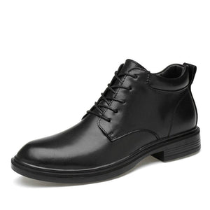 Men's Genuine Leather Round Toe Lace-up Waterproof Ankle Shoes