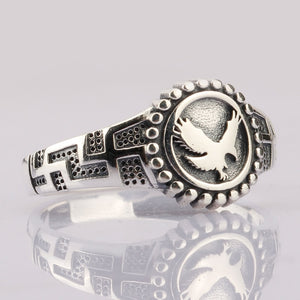 Men's 100% 925 Sterling Silver Flying Eagle Symbol Vintage Ring