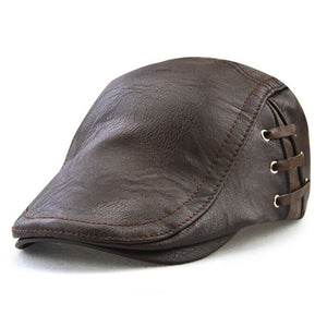 Men's Faux Fur Leather Adjustable Snapback Baseball Casual Cap