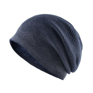 Men's Polyester Skullies Beanies Double-Layer Knitted Hip Hop Cap