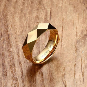 Men's Tungsten Round Pattern Trendy Faceted Wedding Rings  