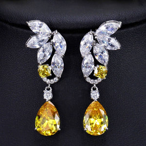 Women's Copper Cubic Zirconia Water Drop Wedding Drop Earrings
