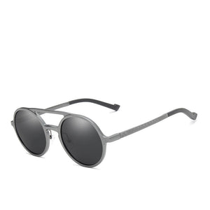 Men's Aluminum Frame Polycarbonate Lens Round Sunglasses
