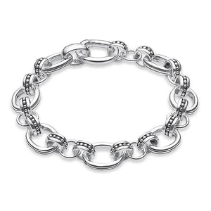 Women's 100% 925 Sterling Silver Geometric Link Chain Bracelet