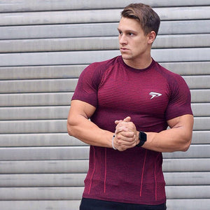 Men's O-Neck Short Sleeves Quick Dry Compression Gym Wear Shirt
