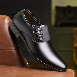 Men's PU Leather Pointed Toe Lace-Up Closure Formal Wear Shoes