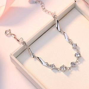 Women's 100% 925 Sterling Silver Zircon Geometric Charm Bracelet