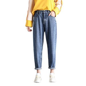 Women's Cotton High Waist Plain Zipper Fly Closure Casual Jeans