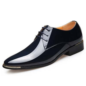 Men's PU Pointed Toe Breathable Lace-Up Formal Wedding Shoes