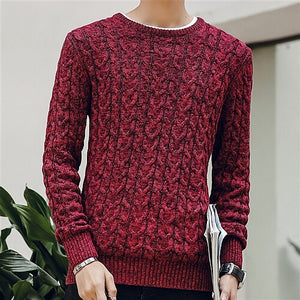 Men's Round Neck Long Sleeve Front Pocket Knitwear Jumper Sweater