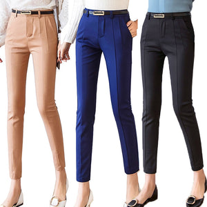 Women's High Waist Solid Pattern Button Fly Closure Formal Pants
