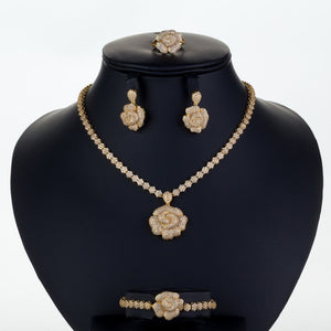 Women's Copper Cubic Zirconia Luxury Water Drop Jewelry Set