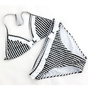 Kid's Cotton Plaid Ruffle Pattern Two-Piece Beachwear Bikini Set