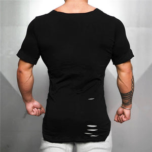 Men's Cotton Square Neck Short Sleeve Solid Pattern Sport T-Shirt