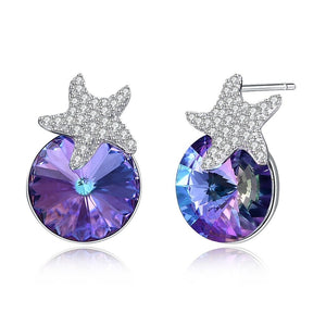 Women's 100% 925 Sterling Silver Crystal Sparkling Stud Earrings